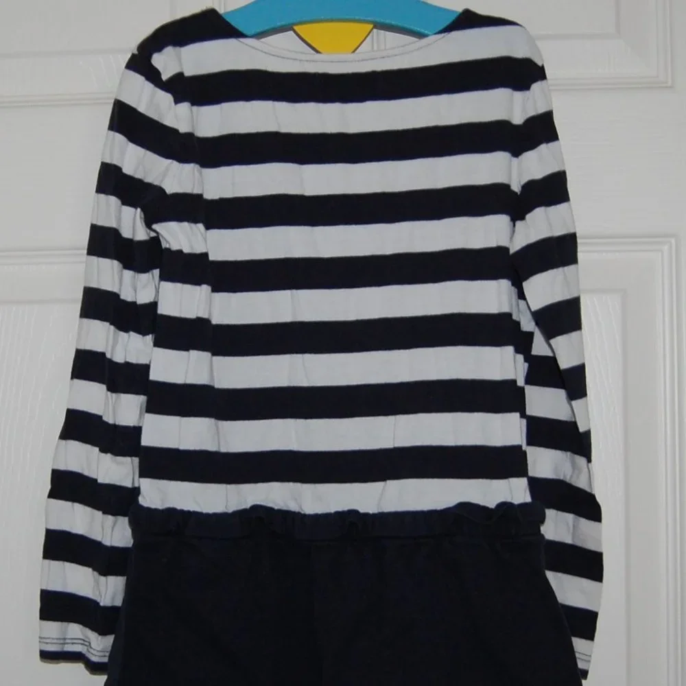 GAP Girls Size M (8) Navy-White Striped Cotton Dress, Long Sleeve